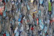 Pile of used plastic bottles