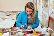 Mosaic artist, Marta working 