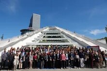 Participants gathered at Tirana Pyramid