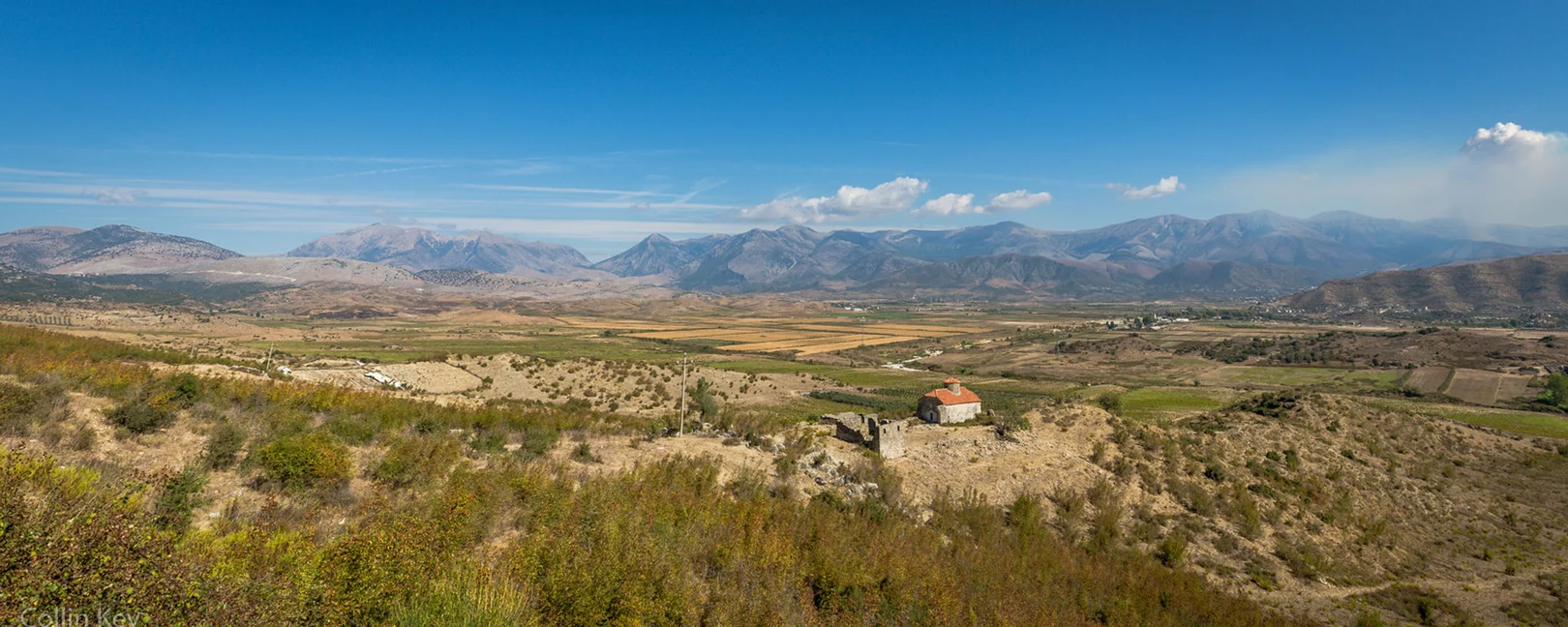 Landscape in Albania with an old church