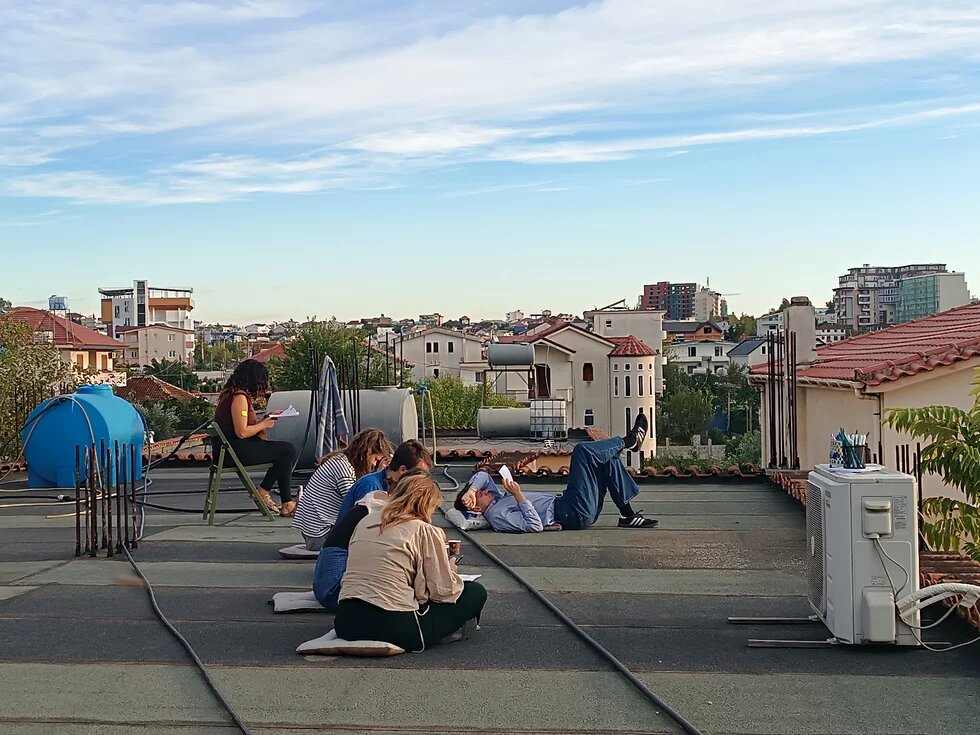 Workshop Participants on the rooftop during the exercise of exhausting Kamza