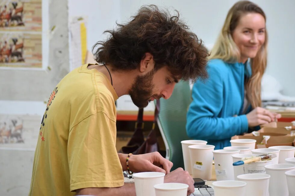 Mosaic artists, Umberto Pepe and Marta Matyla